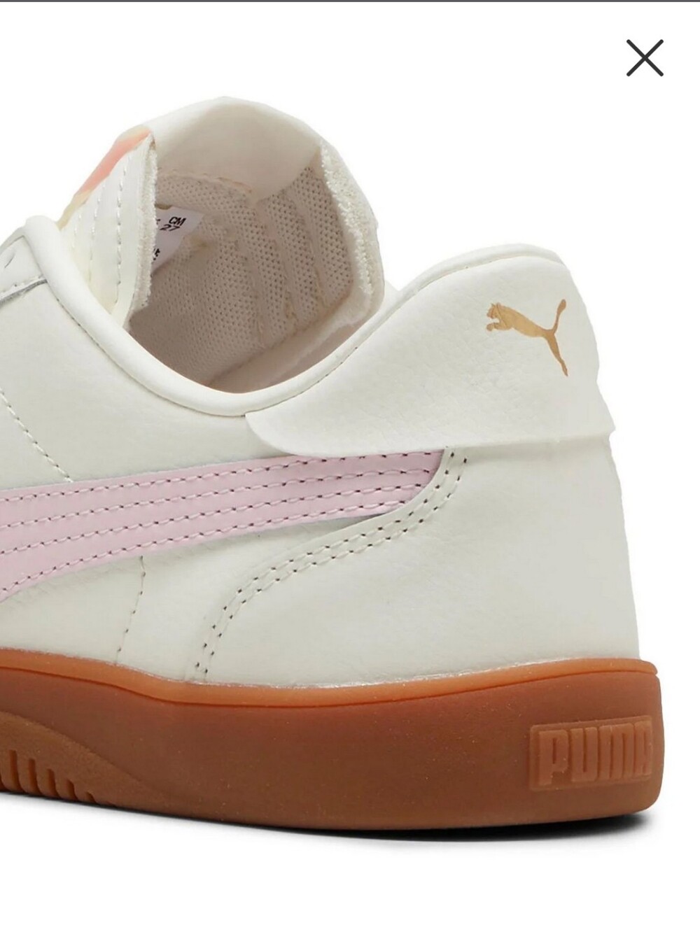 New Puma CLUB V5V Off-White Low-Top Sneakers with Pink Formstripe - Picture 3 of 9